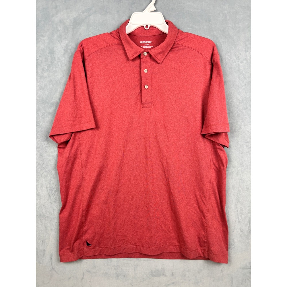 UNTUCKit Mens XL Red Heather Performance Short Sleeve Polo Shirt Stretch